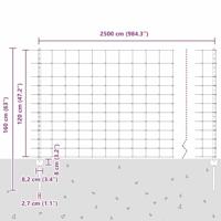VidaXL Hek met paal zilver 1,2 x 25 m staal - thumbnail