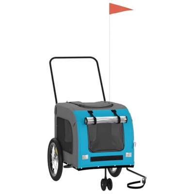Hondenfietstrailer oxford stof en ijzer blauw en grijs - thumbnail