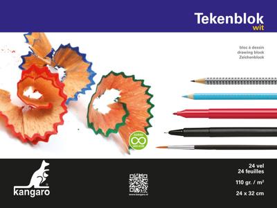 Kangaro tekenblok A4+ 110 gram 24 vel wit