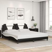 Bedframe met hoofdbord kunstleer zwart en wit 180x200 cm - thumbnail