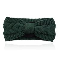 LGT JWLS Dames Hoofdband - Donkergroen, Katoen met Fleece Voering en Kabelpatroon - thumbnail