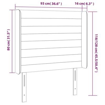 Hoofdbord met randen 93x16x118/128 cm fluweel zwart - thumbnail