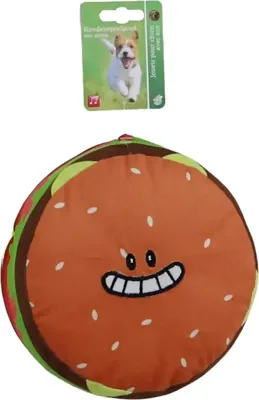 Boon hamburger met smiley pluche hondenspeeltje 18cm