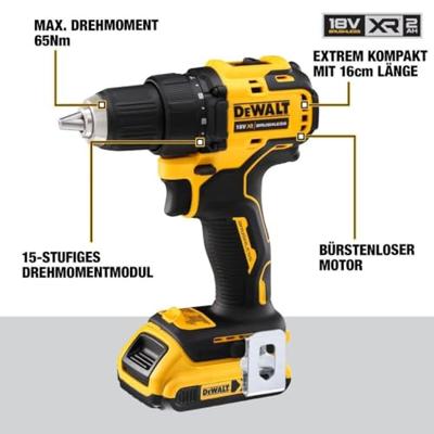 DeWalt DCD708D2T-QW Schroef/boormachine 18V 2.0Ah Li-Ion