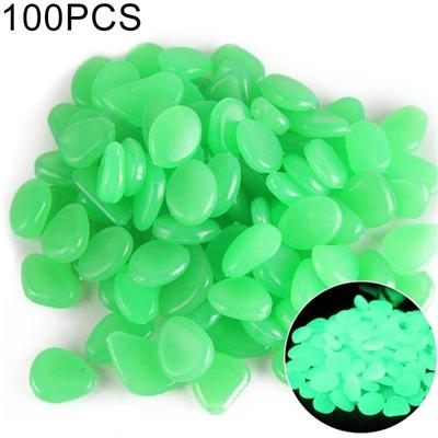 100 PCS Glow in de Dark Garden Pebbles voor loopbruggen & decoratie en planten lichtgevende stenen (Emerald)