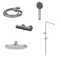 Regendoucheset IVY Bond Opbouw Thermostatisch 25 cm Medium Satin Handdouche Chroom - thumbnail