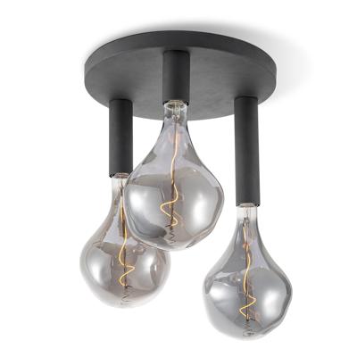 LED Plafondlamp Rond - Ø35cm - Metaal - 3 Hoogtes tot 23cm - Zwart - Modern Design - set met 3 E27 Lamphouder - Voor Woonkamer en Slaapkamer en Eetkamer