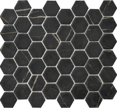 Mozaiek Valencia Hexagon Marmerprint Zwart 4,4x5,0