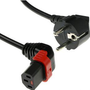 ACT AK5266 Netsnoer Schuko CEE 7/7 male (haaks) - C13 IEC Lock (boven haaks) | Zwart | 3 meter