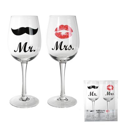 Wijnglazen Set - Mr. & Mrs. - 2 stuks - 430ml Wijnglazen Set - Mr. & Mrs. - 2 stuks - 430ml