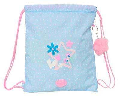 Rugtas met Koordjes BlackFit8 Smile Blauw Roze 35 x 40 x 1 cm