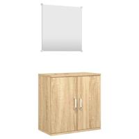 2-delige Badkamermeubelset bewerkt hout eikenkleurig - thumbnail