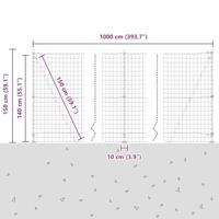 VidaXL Hek met paal zilver 1,4 x 10 m staal - thumbnail