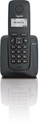 Gigaset A116 - Draadloze DECT-telefoon - Groot display met achtergrondverlichting - Met nummerweergave - 12 uur gesprekstijd en 130 uur standby-tijd - Telefoonboek met 50 contacten, Zwart