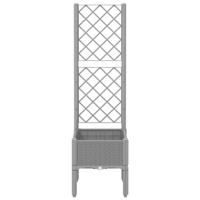 Plantenbak met latwerk 40x40x142 cm polypropeen lichtgrijs - thumbnail