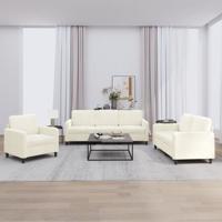 3-delige Loungeset fluweel crèmekleurig - thumbnail