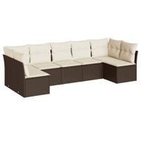 8-delige Loungeset met kussens poly rattan bruin - thumbnail