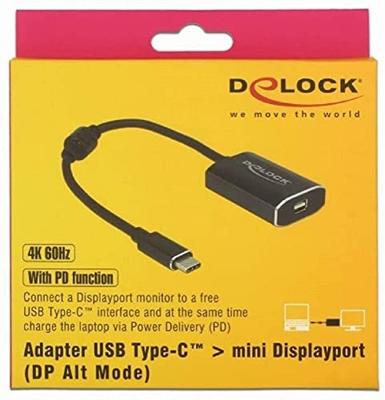 DeLOCK USB-C (male) > Mini DisplayPort (female) met PD functie adapter