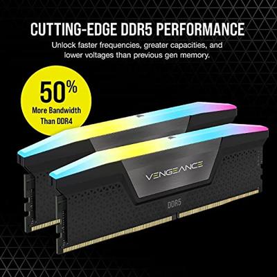 RAM-geheugen - CORSAIR - Vengeance RGB DDR5 - 32GB 2x16GB DIMM - 6000MT/s - Intel XMP - 1.40V - Zwart (CMH32GX5M2E6000C36)