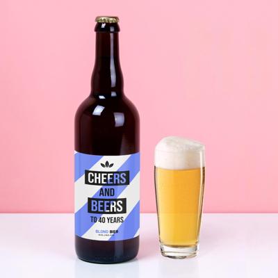 Gepersonaliseerde bierfles 75cl Cheers and beers to .... (klant zelf kiezen welke leeftijd)
