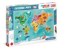 Clementoni legpuzzel Exploring Maps: Dieren 250 stukjes - thumbnail