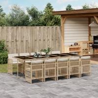 11-delige Tuinset met kussens poly rattan beige - thumbnail