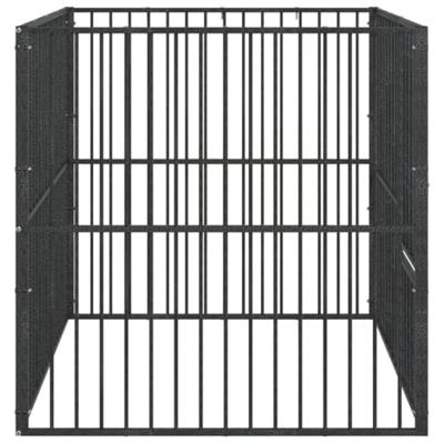VidaXL Hondenkennel 4 panelen gepoedercoat staal zwart