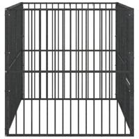 VidaXL Hondenkennel 4 panelen gepoedercoat staal zwart - thumbnail