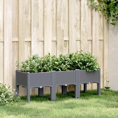 VidaXL Plantenbak met poten 120x40x42 cm polypropeen blauwgrijs