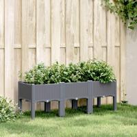 VidaXL Plantenbak met poten 120x40x42 cm polypropeen blauwgrijs - thumbnail