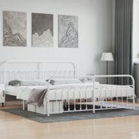 Bedframe met hoofd- en voeteneinde metaal wit 193x203 cm - thumbnail