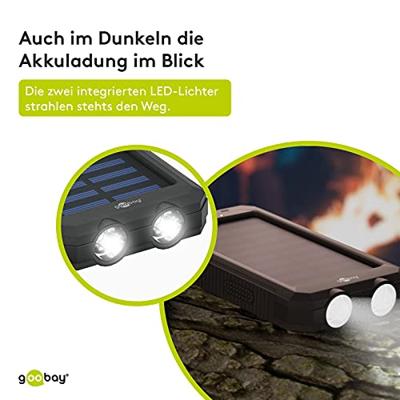 Goobay Goobay 49216 Solar Powerbank 8000 mAh, 2x USB-A Anschlüsse, LED-Anzeige, Schwarz 49216 Lader op zonne-energie Laadstroom zonnecel 200 mA 8000 mAh Goobay Goobay 49216 Solar Powerbank 8000 mAh, 2x USB-A Anschlüsse, LED-Anzeige, Schwarz 49216 Lader op zonne-energie Laadstroom zonnecel 200 mA 8000 mAh