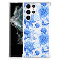 Case voor Samsung Galaxy S22 Ultra Flowers Blue - thumbnail