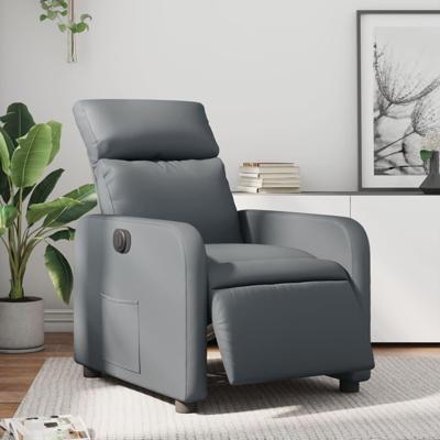 Fauteuil verstelbaar elektrisch kunstleer grijs