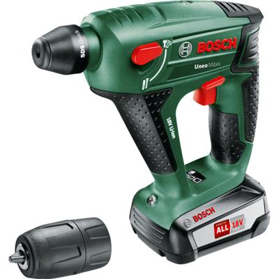 Bosch Home and Garden UneoMaxx SDS-Quick-Accu-boorhamer 18 V 2.5 Ah Li-ion Incl. accu, Incl. accessoires, Incl. koffer Bosch Home and Garden UneoMaxx SDS-Quick-Accu-boorhamer 18 V 2.5 Ah Li-ion Incl. accu, Incl. accessoires, Incl. koffer