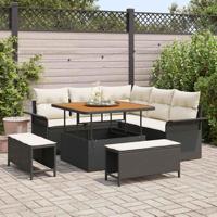 Tuinbankenset met kussen 8 pcs Zwart poly rattan - thumbnail