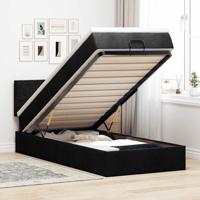 Ottoman bed met matras en LED's 90x190cm stof zwart - thumbnail