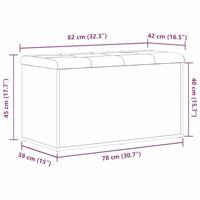 Opslagbank met kussen Zwart Eiken 82 x 42 x 45 cm Bewerkt hout - thumbnail
