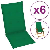 VidaXL Tuinstoelkussens 6 st hoge rug 120x50x3 cm stof groen - thumbnail