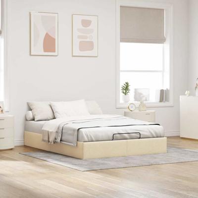 Bedframe zonder matras 140x190 cm stof crèmekleurig