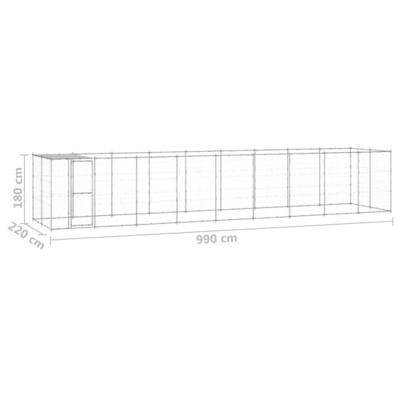 vidaXL Hondenkennel met dak 21,78 m² gegalvaniseerd staal, kennel, hondenhok, hondenhuis, kennels, hondenhokken, hondenhuizen, hondenverblijf