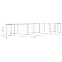 Hondenkennel met dak 21,78 m² gegalvaniseerd staal - thumbnail