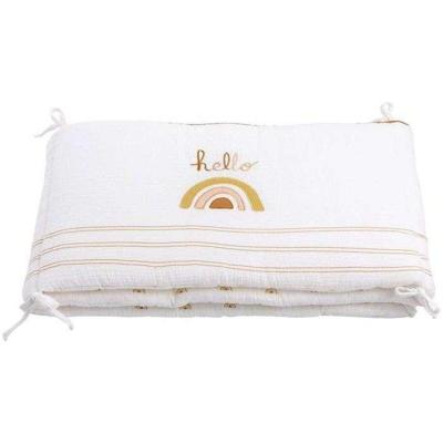 Verstelbare bedbumper - SAUTHON - SUNLIGHT - 100% katoen - Ecru met regenboogpatroon