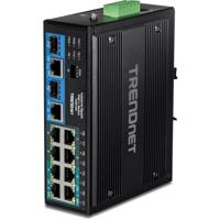 TRENDnet TI-BG104 Industriële Gigabit PoE++ DIN-railschakelaar, onbeheerd met 10 poorten, 4 Gigabit PoE++-poorten, 4 Gigabit PoE-poorten, 2 Gigabit SFP- of RJ-45-poorten, 360 W vermogensbudget - thumbnail