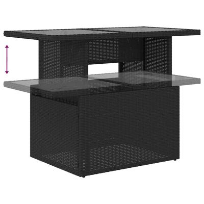 6-delige Loungeset met kussens poly rattan zwart - thumbnail