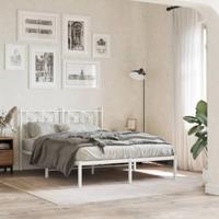 Bedframe met hoofdbord metaal wit 135x190 cm - thumbnail