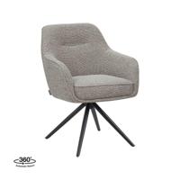 LABEL51 Eetkamerstoel Akira - Mushroom - Royal Boucle - Zwart Metalen Frame - thumbnail