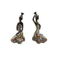 Decoratieve figuren Home ESPRIT Multicolour Afrikaanse 9 x 7 x 16,5 cm (2 Stuks) - thumbnail