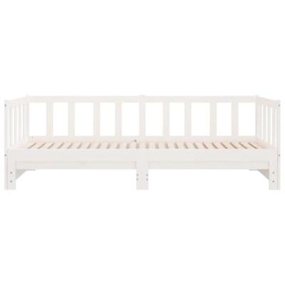 Slaapbank met onderschuifbed 90x200 cm massief grenenhout wit