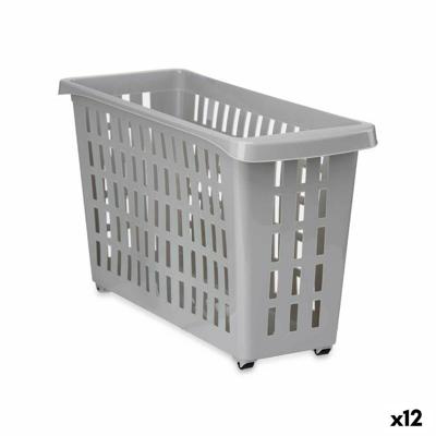Veelzijdige mand Met wieltjes Grijs Plastic 17,5 x 26 x 46 cm (12 Stuks)